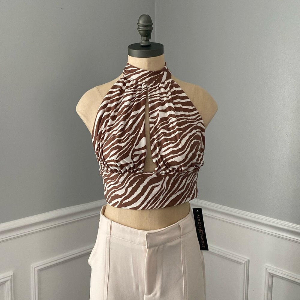 Almost Famous Zebra Stripe Halter Top